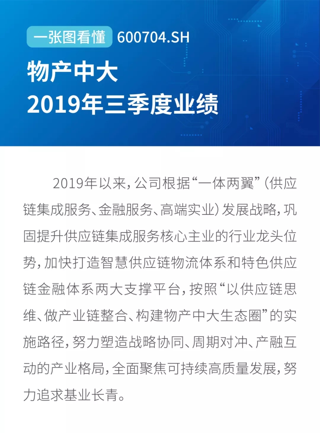 物産中大2019年三季度報：扣非歸母淨利潤增長65.09%