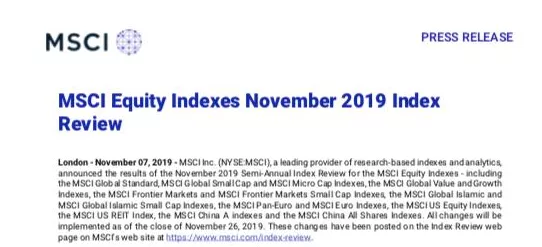 重磅！物産中大（600704.SH）首次納入明晟（MSCI）中盤股